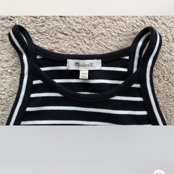 Madewell Crop Tank Top in Gabi Stripe Black And White Racerback Size XXS - Picture 6 of 7